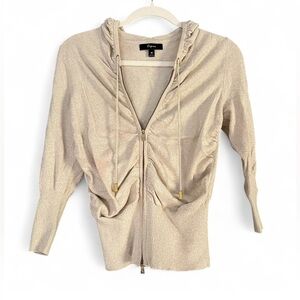 Express Gold Ruched Zip Up Top